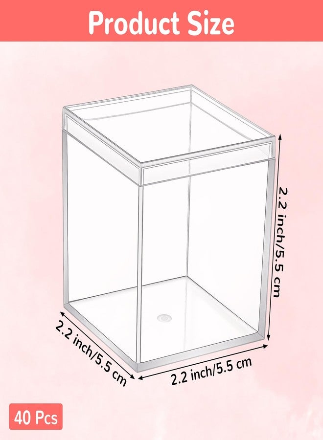 Kifmurase 40Pcs Clear Acrylic Plastic Jewelry Boxes, Mini Storage Box, Cube Containers with Lids, Mini Clear Display Container for Candy Pill and Tiny Jewelry (2.2 x 2.2 x 2.2 Inches) - Image 2